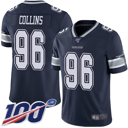 Men Dallas Cowboys Limited Navy Blue Maliek Collins Home #96 100th Season Vapor Untouchable NFL Jersey->dallas cowboys->NFL Jersey